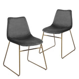 ZNTS Modern Dining Chairs Set of 2, Velvet Upholstered Side Chairs with Golden Metal Legs for Dining Room W131457259