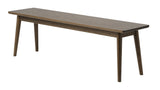 ZNTS 18 H x 14 W x 59 D Smoked Oak Modern Bench with Soft Rounded Corners and Solid White Oak Angled Legs B085114732