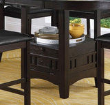 ZNTS Dark Cherry Finish Counter Height 1pc Dining Table w Extension Leaf and Storage Base Traditional B01167864