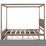 ZNTS Wood Canopy Bed with Trundle Bed ,Full Size Canopy Platform bed With Support Slats .No Box Spring WF291343AAD