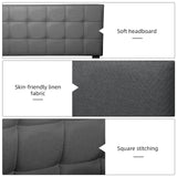 ZNTS Queen Size Upholstered Platform Bed Linen Bed Frame with Lights Square Stitched Adjustable Headboard W69167512