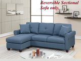 ZNTS Blue Color Glossy Polyfiber Tufted Cushion Couch Sectional Sofa Chaise Living Room Furniture B01149070