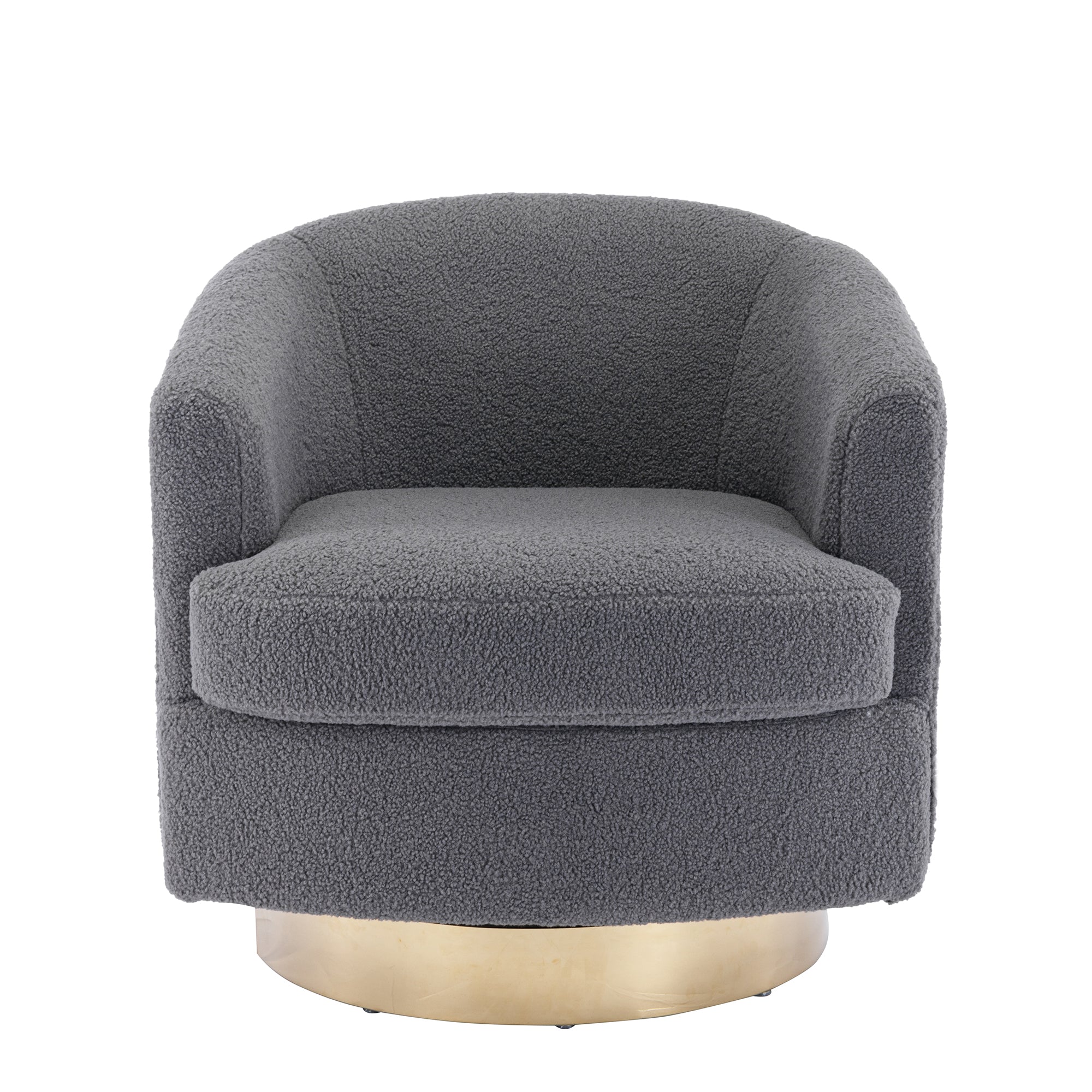 ZNTS 30.7''W Boucle Swivel Accent Barrel Chair Modern Comfy Sofa With Gold Stainless Steel Base for W129868747