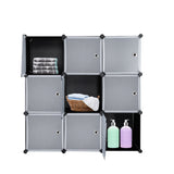 ZNTS 9-Cube DIY Plastic Closet Cabinet, Modular Book Shelf Organizer Units, Storage Shelving with Doors 38883531