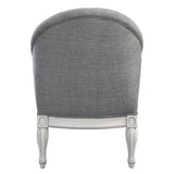 ZNTS ACME Florian Chair, Gray Fabric & Antique White Finish LV02121