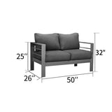 ZNTS Comfortable Couch Grey Patio Outdoor Double Small Sleeper Sofa Furniture With Aluminum Frame W1828140148