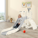 ZNTS Kids Slide Playset Structure 5 in 1, Freestanding Spaceship Set with Slide, Telescope and Basketball PP321358AAE