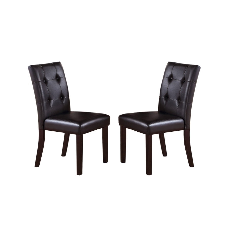 ZNTS Leroux Upholstered Dining Chairs With Button Tufted, Dark Brown SR011078