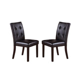 ZNTS Leroux Upholstered Dining Chairs With Button Tufted, Dark Brown SR011078