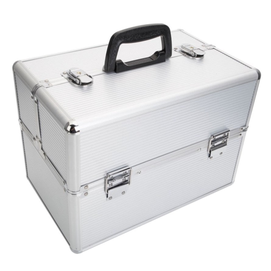 ZNTS Portable Aluminum Makeup Storage Box with Keys White 46218783