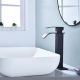 ZNTS Waterfall Spout Bathroom Faucet,Single Handle Bathroom Vanity Sink Faucet TH1052HMB