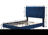 ZNTS B108 Full bed Beautiful line stripe cushion headboard , strong wooden slats + metal legs with W130254242