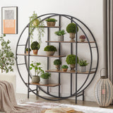 ZNTS Round 5-Tier Metal Plant Stand bookcase storage rack, Indoor Living Room Terrace Garden Balcony W116290852