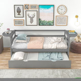 ZNTS Twin Size Daybed with Trundle and Foldable Shelves on Both Sides,Gray WF296485AAE