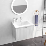 ZNTS 24" Floating Wall Mounted Bathroom Vanity with White Porcelain Sink and Soft Close Doors W1781140225
