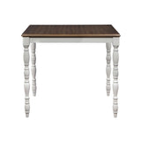 ZNTS ACME Bettina 5PC COUNTER HEIGHT TABLE SET Beige Fabric, Antique White & Weathered Oak Finish DN01439