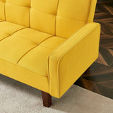 ZNTS Yellow Linen Sofa Bed, Convertible Sleeper Sofa with Arms, Solid Wood Feet and Plastic Centre Legs 69883148