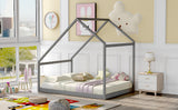 ZNTS Full Size Wooden House Bed, Gray WF199746AAE