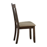 ZNTS Brown Finish Side Chairs Set of 2pc Metal Banded Rivets Cotton Fabric Upholstered Dining Furniture B01143651