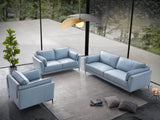 ZNTS ACME Mesut Loveseat, Light Blue Top Grain Leather & Black Finish LV02388