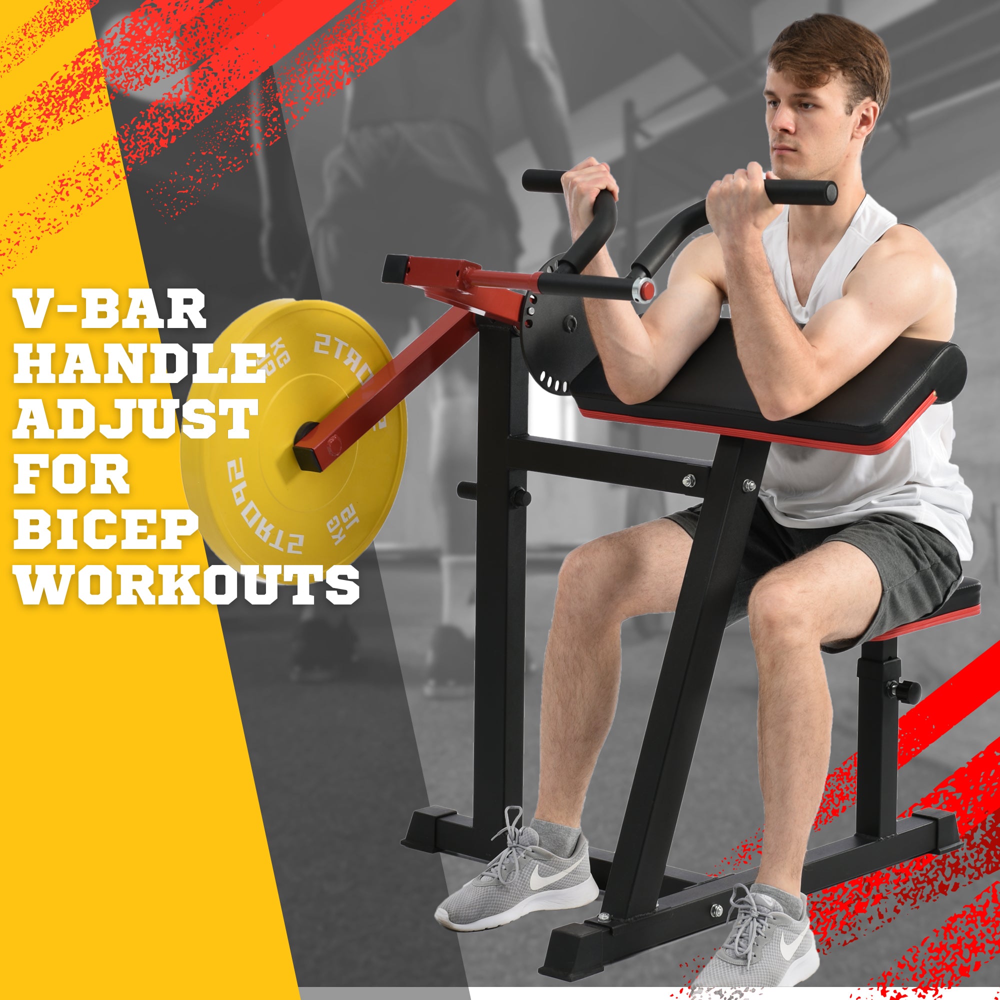 ZNTS Bicep Tricep Curl Machine with Adjustable Seat, Bicep Curls