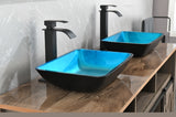 ZNTS 18.125" L -13.0" W -12.0" H Handmade Countertop Glass Rectangular Vessel Bathroom Sink Set in W127255053