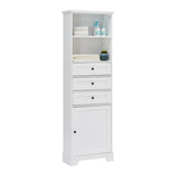 ZNTS White Tall Storage Cabinet with 3 Drawers and Adjustable Shelves for Bathroom, Kitchen and Living WF298151AAK