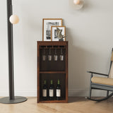 ZNTS Brown walnut color modular wine bar Cabinet with Storage Shelves with Hutch for Dining Room W1778133398