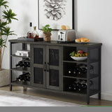 ZNTS Industrial Wine Bar Cabinet, Liquor Storage Credenza, Sideboard with Wine Racks & Stemware Holder W116241634