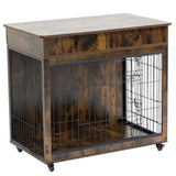 ZNTS Dog Crate Furniture, Wooden Dog Crate End Table, 38.4 Inch Dog Kennel with 2 Drawers Storage, Heavy W1422109448
