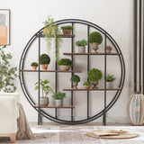 ZNTS Round 5-Tier Metal Plant Stand bookcase storage rack, Indoor Living Room Terrace Garden Balcony W116290852