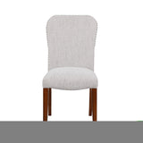 ZNTS Sophia Sea Oat Dining Chair in Performance Fabric with Nail Heads - Set of 2 B05078712