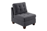 ZNTS Living Room Furniture Tufted Armless Chair Grey Linen Like Fabric 1pc Armless Chair Cushion Nail B011119655