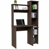 ZNTS Marston 6-Shelf Writing Desk with Built-in Bookcase Smokey Oak B06280292
