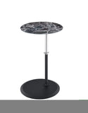 ZNTS Orbit End Table with Height Adjustable Black Marble Textured Top B061103283