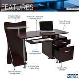 ZNTS Techni Mobili Stylish Computer Desk with Storage, Chocolate RTA-325-CH36