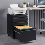 ZNTS 3-Drawer Mobile File Cabinet with Lock, Office Storage Filing Cabinet for Legal/Letter Size, W124770976