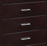 ZNTS Espresso Finish Contemporary Design 1pc Chest of 5x Drawers Silver Tone 
Bar Pulls Bedroom Furniture B01158632