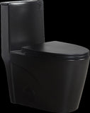 ZNTS 15 5/8 Inch 1.1/1.6 GPF Dual Flush 1-Piece Elongated Toilet with Soft-Close Seat - Matte Black W1573140599