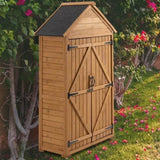 ZNTS 39.56"L x 22.04"W x 68.89"H Outdoor Storage Cabinet Garden Wood Tool Shed Outside Wooden Closet with 38532261
