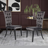 ZNTS Modrest Darley Modern Grey Velvet Dining Chair Set of 2 B04961473