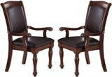 ZNTS Royal Majestic Formal Set of 2 Arm Chairs Brown Color Rubberwood Dining Room Furniture Faux Leather B01180916
