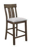ZNTS 2pc Brown Oak & Gray Fabric Counter Dining Chair Rustic Farmhouse Style Standard Dining B011P148060