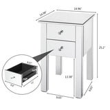 ZNTS Modern and Contemporary Mirrored 2-Drawers Nightstand Bedside Table Silver 09093710