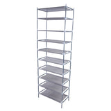 ZNTS Simple Assembly 10 Tiers Non-woven Fabric Shoe Rack Gray 15007033