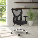 ZNTS Techni Mobili High Back Mesh Office Chair With Chrome Base, Black RTA-0098M-BK
