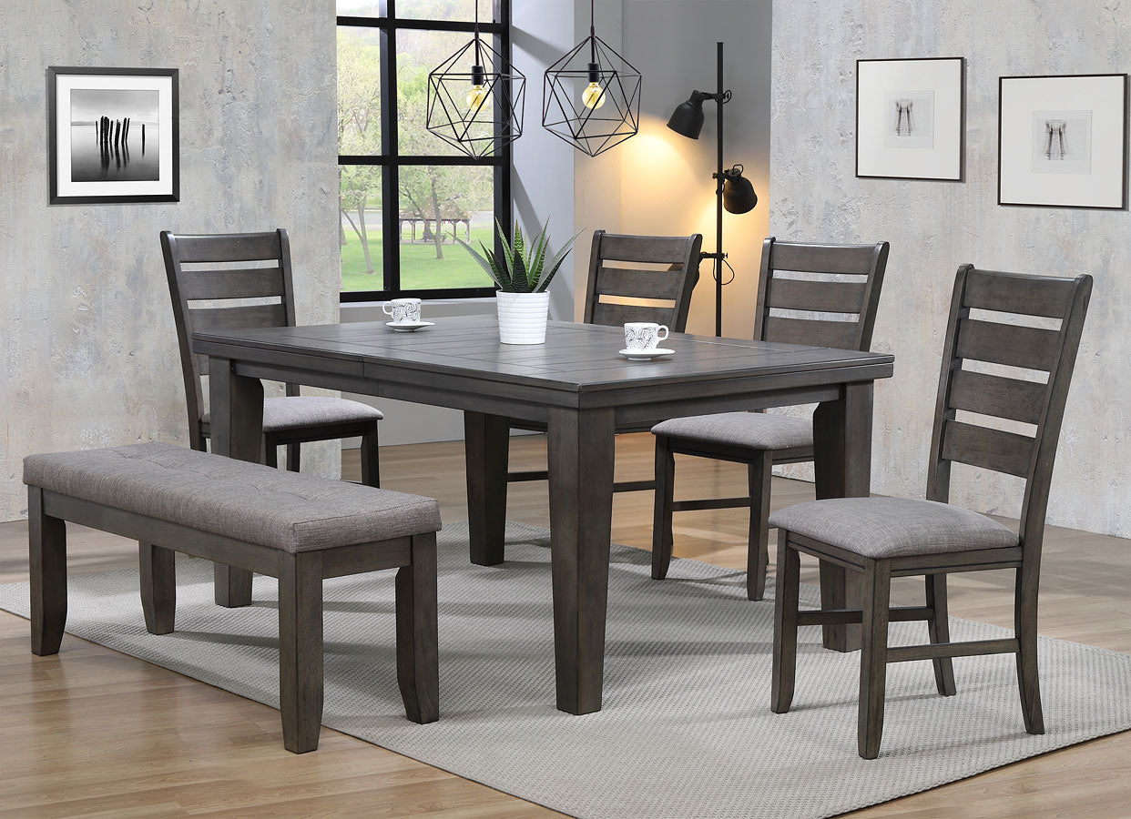 ZNTS Contemporary Dining Chairs Set of 2 Gray Finish Solid Wood Fabric Cushion Side Chairs Kitchen Dining B011107758