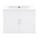 ZNTS 24" Floating Wall Mounted Bathroom Vanity with White Porcelain Sink and Soft Close Doors W1781108915