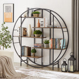 ZNTS Round 5-Tier Metal Plant Stand bookcase storage rack, Indoor Living Room Terrace Garden Balcony W116290852