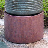 ZNTS 44" Tall Large Modern Cylinder Ribbed Tower Water Fountain With Rustic Base, Contemporary Antique W2078125153